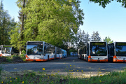 Im Frühjahr 2020 musste der Fahrplan deutlich ausgedünnt werden, etliche BSU-Busse standen still.