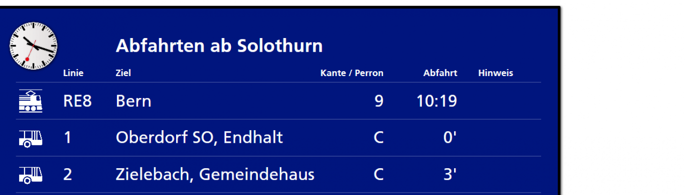Abfahrtsanzeige Solothurn